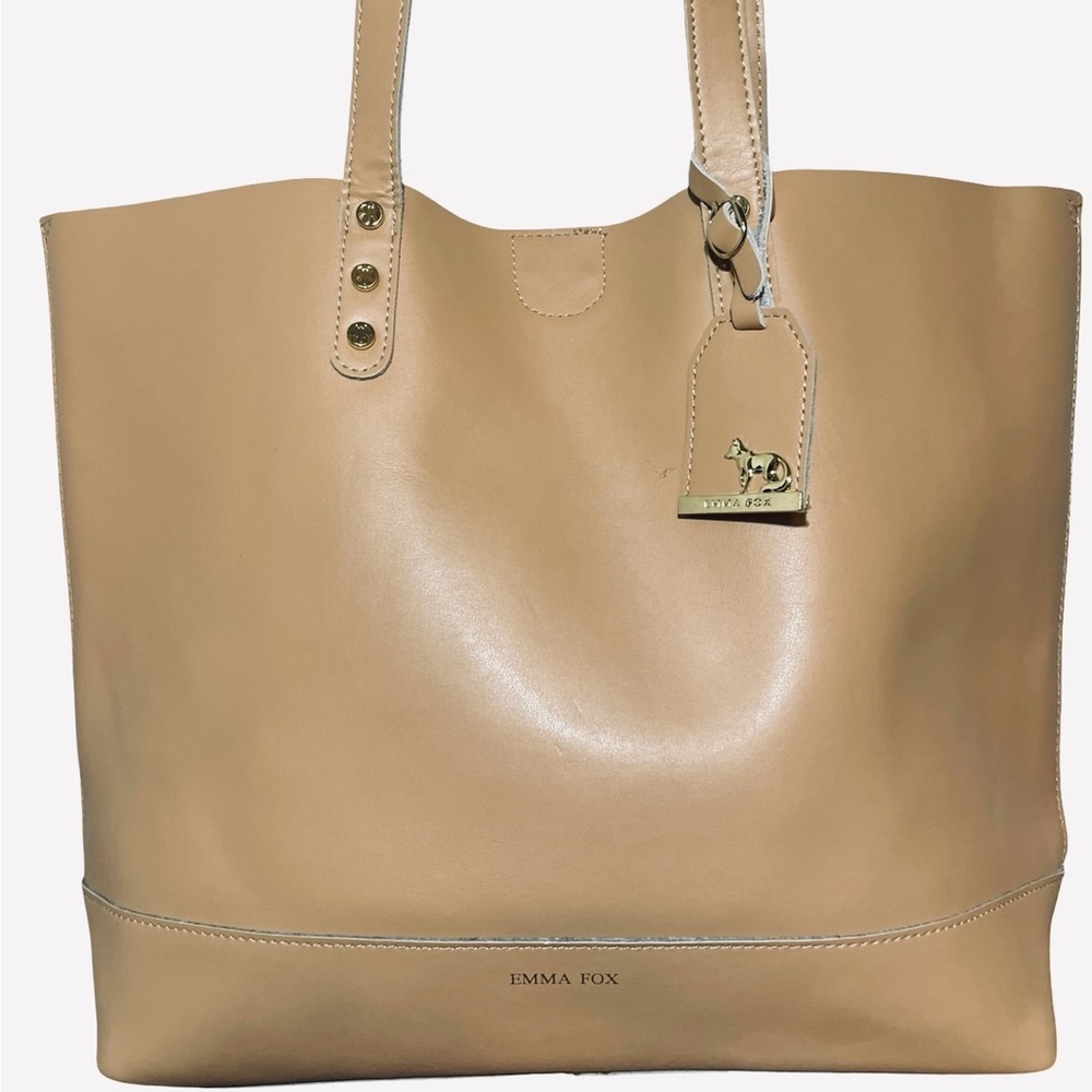 Emma Fox Wakefield Leather Tote with Gold Accents EUC